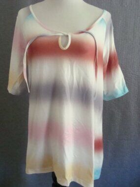 NWT Beyond This Plane Cold Shoulder Tunic Ombre Stripe Top sz M